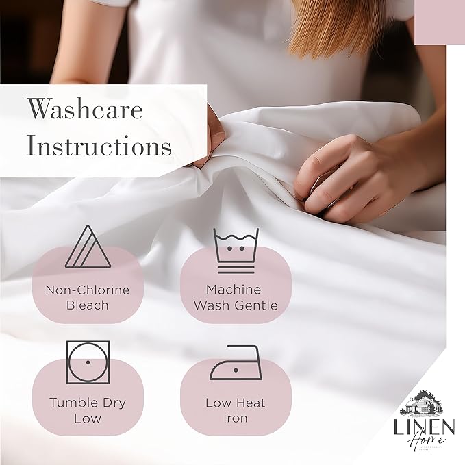 Linen Home 100% Cotton Printed Percale Sheets Queen Size, Deep Pocket, 4 Pieces Set - 1 Flat, 1 Deep Pocket Fitted Sheet and 2 Pillowcases, Crisp Cool and Strong Bed Linen, Mauve Botanical Floral