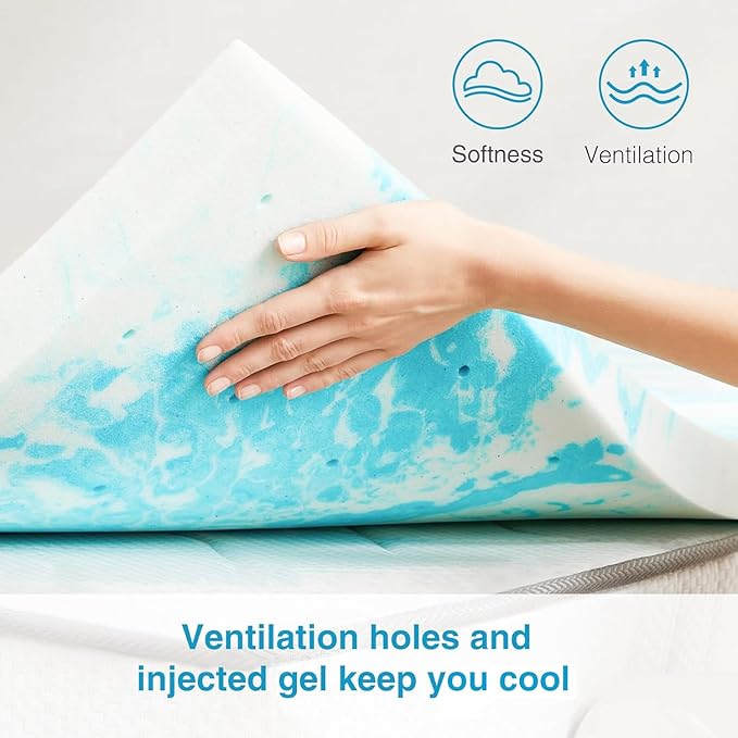 Mattress Topper, Full Size Cooling Memory Foam Bed Toppers, 2 Inch Soft Mattress Pads for Sleeper Sofa, RV, Camper, CertiPUR-US Certified