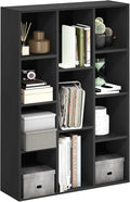 Furinno LUDER Book Shelf, 11-Cube Bookshelf, Reversible Bookcase, 9.4" x 29.1" x 41.7", for Living Room, Bedroom, Home Office, Blackwood