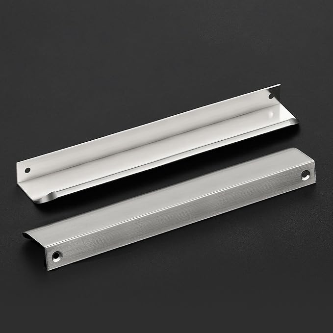Ravinte Hardware 20 Pack Silver Cabinet Handles, 7.8 Inch (200mm) Finger Edge Pulls, 6-1/4 Inch Hole Center, Finger Pulls for Cabinets