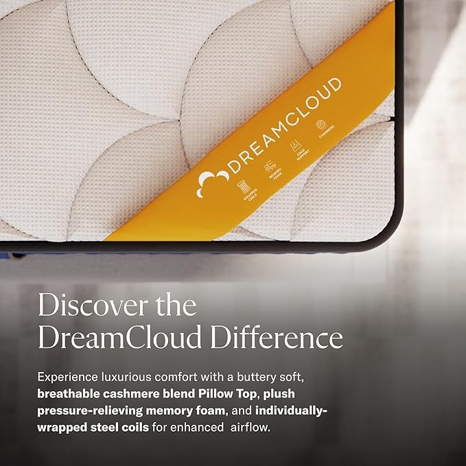 DreamCloud Premier Rest 14" Twin Mattress - Luxury Hybrid Memory Foam - 365 Night Trial - Premium Pressure-Relieving Layers - Forever Warranty - Mattress in a Box - CertiPUR-US Certified