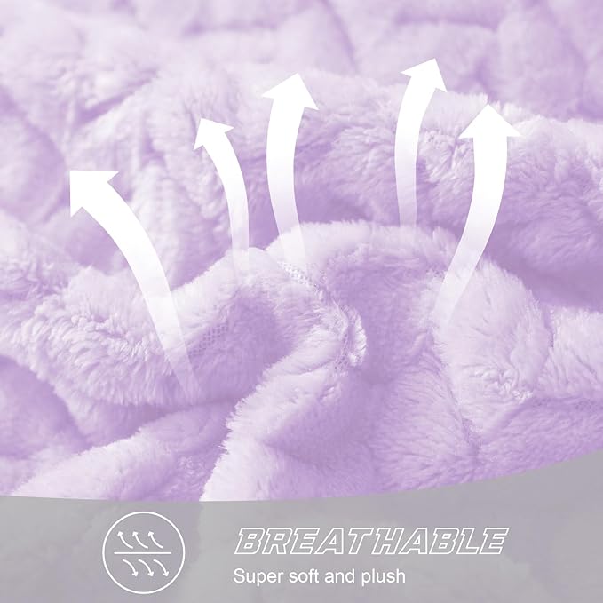 Exclusivo Mezcla Fleece Twin Size Blanket for Bed, 90x66 Inches Soft Cozy Jacquard Flannel Blankets, Lightweight Fuzzy Plush Warm for Winter, Lilac Purple