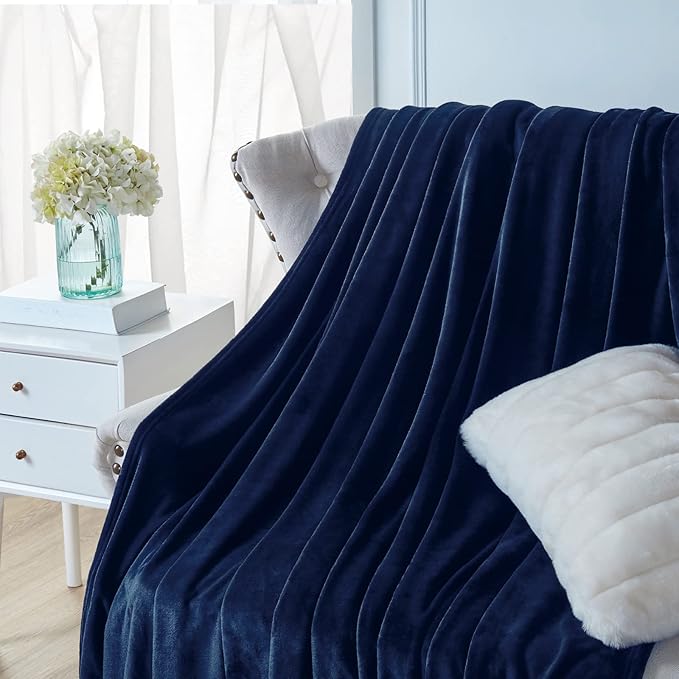 Walensee Fleece Blanket Plush Throw Fuzzy Lightweight (King Size 108x90 Navy Blue) Super Soft Microfiber Flannel Blankets for Couch, Bed, Sofa Ultra Luxurious Warm and Cozy for All Seasons