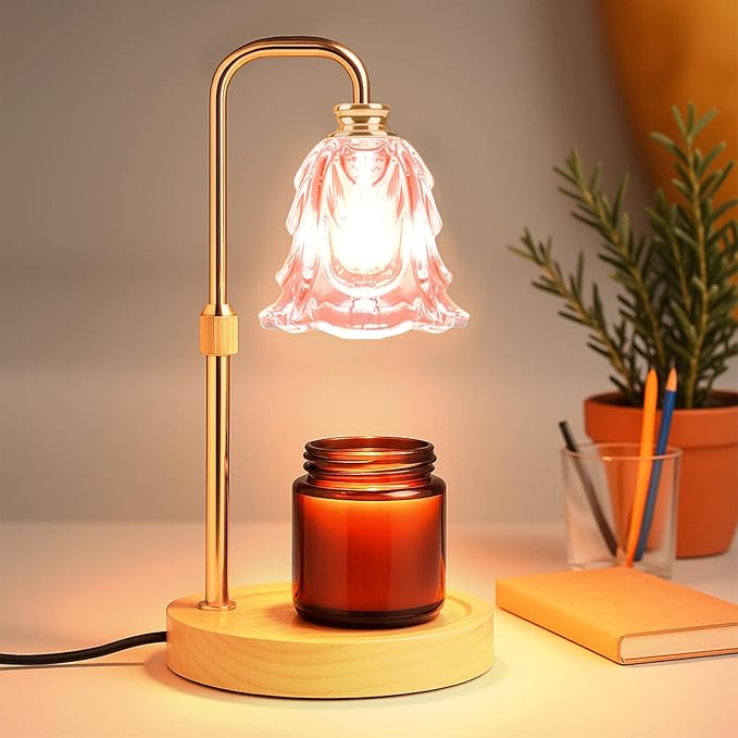 Candle Warmer Lamp with Timer and Dimmer, Electric Wax Warmers for Scented Candles with 5 Brightness Settings, Anti-Glare Lamp with Adjustable Height, Home Decor, Gift for Christmas, Birthday