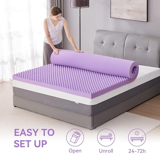 SINWEEK 3 Inch Egg Crate Memory Foam Mattress Topper Full Size, Soft Mattress Pad for Back Pain Relief, Bed Topper, CertiPUR-US Certified