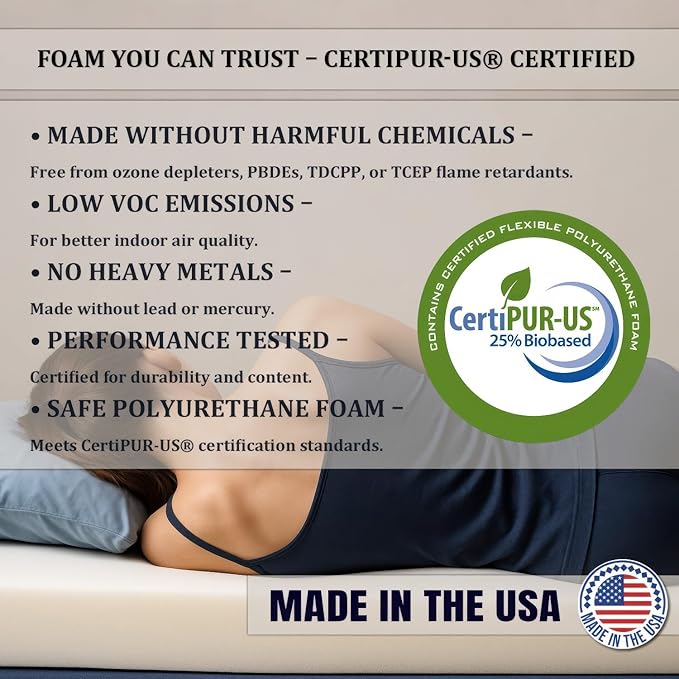 Foamma 10” x 38” x 80” Truck, Camper, RV High-Density Bunk Mattress Topper Foam Replacement, Made in USA, Comfortable, Travel Trailer, CertiPUR-US Certified, Cover Not Included