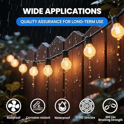 Globe String Light Suspension Kit, Outdoor Light Guide Wire, Vinyl Coated Stainless Steel Steel Cable，Include 200ft Transparent PVC and 304 Stainless Steel Wire Cable, Turnbuckle and Hooks