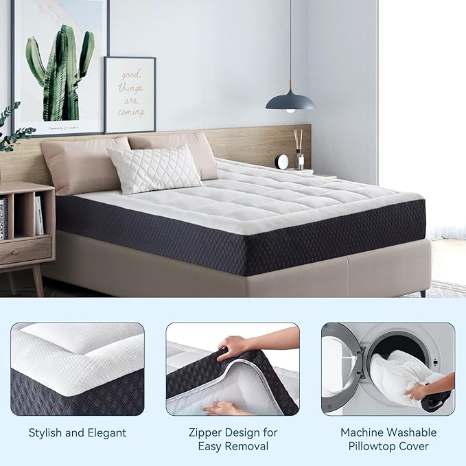 ONENICE 12 Inch Full Mattress in a Box, Breathable Gel-Memory Foam Plus Pillowtop Mattress for Pressure Relief, CertiPUR-US Certified Bed in a Box, Fiberglass-Free