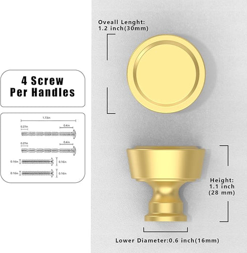 10 Pack Brushed Gold Cabinet Knobs Single Hole Cabinet Pulls Round Kitchen Cabinet Knobs
