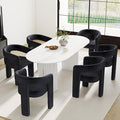 Modern Barrel Dining Chairs Set of 6, Velvet Upholstered Accent Side Chair with Arms Comfy Makeup Vanity Chairs, Dining Living Room Kitchen Chairs, Black