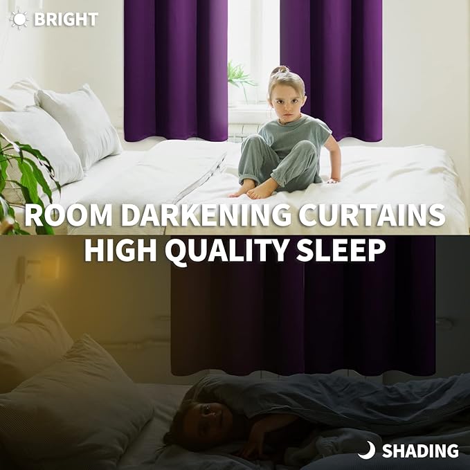 BGment Blackout Curtains - Grommet Thermal Insulated Room Darkening Bedroom and Living Room Curtain, Set of 2 Panels (42 x 72 Inch, Royal Purple)