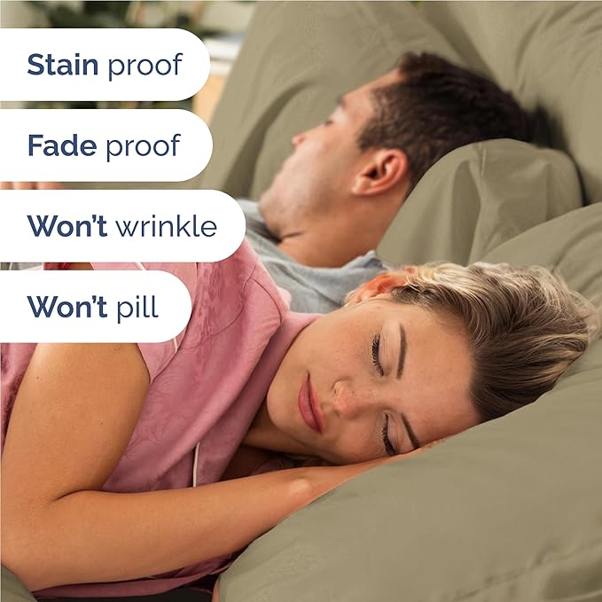 Full 6 Piece Sheet Set - Comfy Breathable & Cooling - Ultra Soft Hotel Luxury Bedding Set with 8-16 Inch Deep Pockets - 1 Flat & 1 Fitted Sheet & 4 Pillowcases - Cozy, Wrinkle Free & Easy Care - Khaki