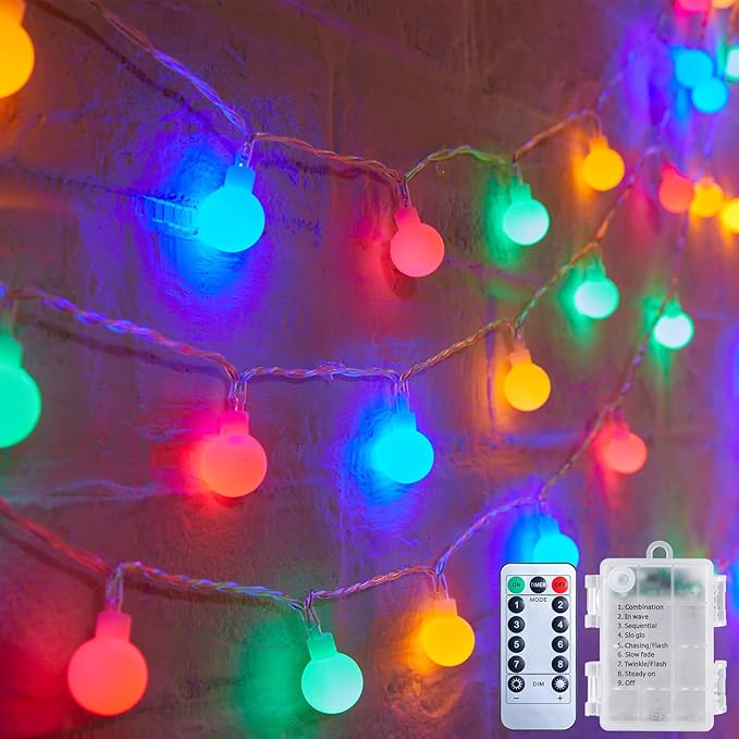 Minetom Battery Operated Christmas Lights 2Pack, 120LED Fairy Lights with Remote & 8 Modes, Waterproof String Lights for Outdoor Indoor, Christmas Tree, Bedroom Decor (Multicolor)