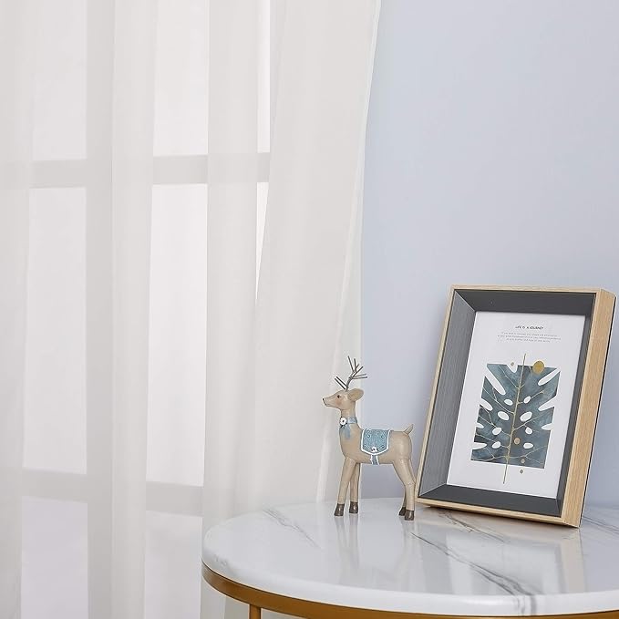 NICETOWN Sheer Curtains for Bedroom Windows 84 inch Length, Grommet Casual Voile Sheer with Light Filter Window Treatments for Nursery/Living Room, Beige, Set of 2, 54" Wide