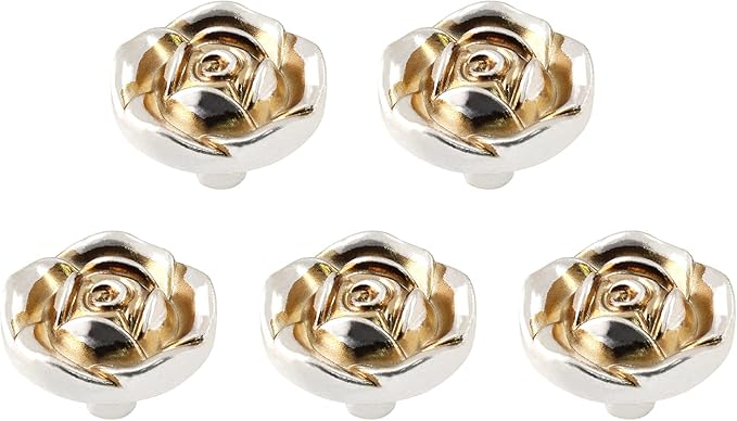 Uenhoy 5 Pcs Antique Silver Rose Drawer Knobs Vintage Dresser Knobs Zinc Alloy Rose Flower Cabinet Knobs for Dresser Vanity Nightstand Closet with Screws