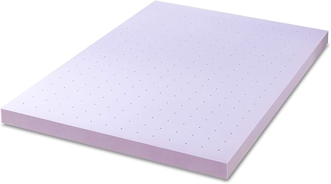 Mellow 4 Inch Ventilated Memory Foam Mattress Topper, Soothing Lavender Infusion, CertiPUR-US Certified, King
