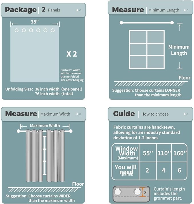 BGment Room Darkening Curtains 45 Inches Long - Grommet Thermal Insulated Drapes Small Window Treatment Panels for Kitchen Bedroom, 2 Panels, 38 x 45 Inch, Pure White