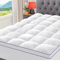 CYMULA Super Queen Mattress Topper, Cooling Pillow Top Mattress Topper, Extra Thick Mattress Pad Cover with 8-21 Inch Elasticated Deep Pockets, Plush Down Alternative Fill Mattress Protector
