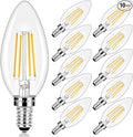 E12 LED Candelabra Bulbs 40 Watt Equivalent, 4W Vintage Candle Light Bulbs Dimmable, 470Lm Warm White 2700K B11 Edison Bulb, Filament Clear Glass Lamp Bulb for Chandelier Ceiling Fan(10 Packs)