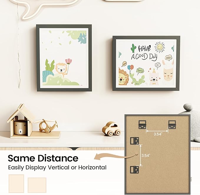 BAIJIALI Black Art Frames for Kids Artwork - Front Opening Holds 150 Drawings, 3D Crafts - 4 Packs 8.5x11 with mat or 9x12 without Mat
