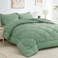 HEVUMYI Light Green Full Comforter Set - 7-Piece All Season Bed in a Bag Full, Ultra Soft Bedding Set with Comforter, Flat Sheet, Fitted Sheet, Pillowcases, Pillow Shams