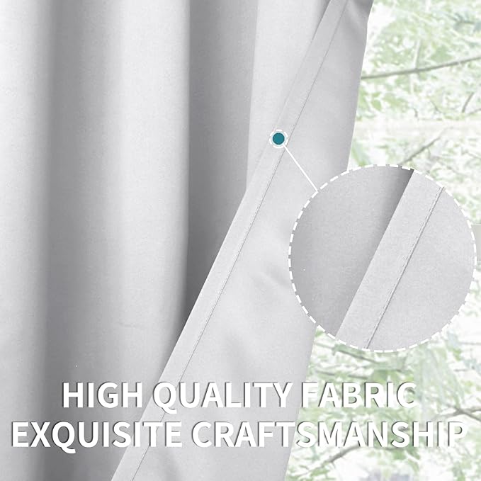 BGment Room Darkening Curtains for Bedroom - Grommet Thermal Insulated Window Treatments Light Blocking Curtains for Living Room, Set of 2 Panels, Each 46 x 72 Inch, Greyish White