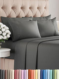 Queen 6 Piece Sheet Set - Comfy Breathable & Cooling - Ultra-Soft Hotel Luxury Bedding Set with 8-16 Inch Deep Pockets - 1 Flat & 1 Fitted Sheet & 4 Pillowcases - Wrinkle Free & Easy Care - Charcoal