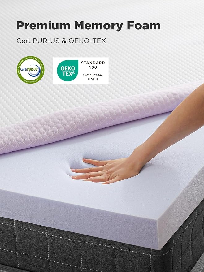 PERLECARE 3 Inch Gel Memory Foam Mattress Topper for Pressure Relief, Premium Soft Topper for Cooling Sleep, Non-Slip Design with Removable & Washable Cover, CertiPUR-US Certified - Full