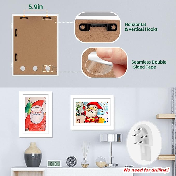 1 Pack Kids Artwork Frames Changeable 8.5 x 11 Inch Children Art Projects Kids Art Frames Front Opening Picture Display Frame, White