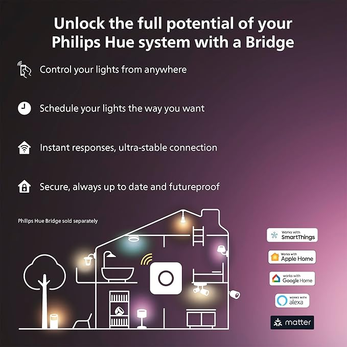 Philips Hue Indoor 10 Ft Smart RGBWW LED Solo Lightstrip Base Kit, Control with Hue App, LED Strip Lights Compatible with Alexa, Google Assistant and Apple HomeKit (Pack of 4)