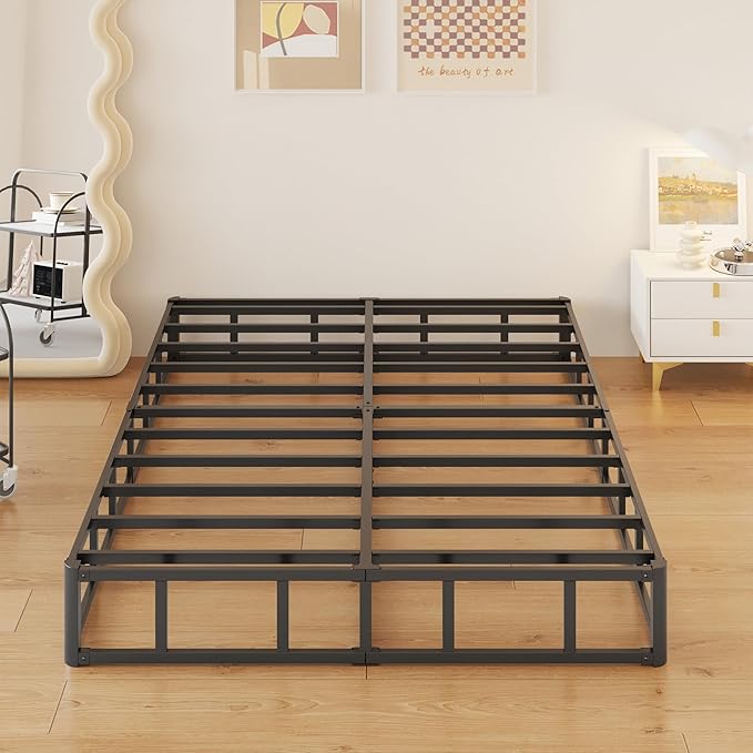 10 Inch High Profile Full Size Box Spring Heavy Duty Metal Box Spring Full Size with Fabric Cover, Sturdy Mattress Foundation, Easy Assembly, Noise Free, Black