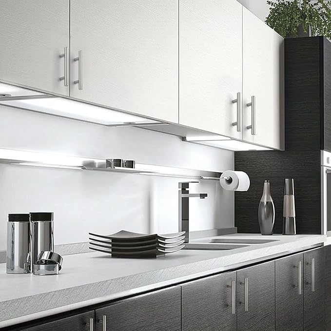 JOY DECOR 15 Pack 5 Inch Cabinet Pulls Kitchen Cabinet Handles with 3 Inch Hole Center Brushed Nickel Cabinet Hardware Stainless Steel Kitchen Drawer Pulls for Cabinets Cupboard, 76mm Hole Centers