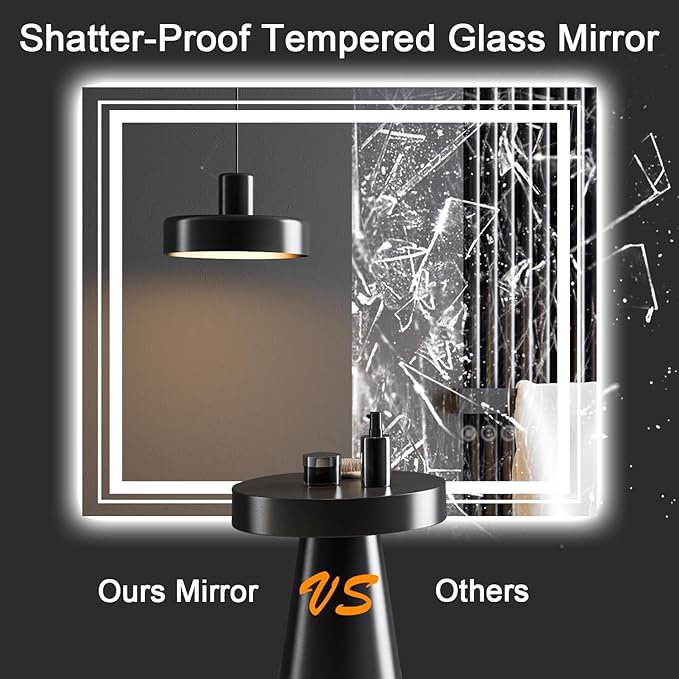 LED Bathroom Mirror, 88"x38" with Front and Backlit, Anti-Fog, Large Bathroom Vanity Mirror for Wall, Memory Function, Stepless Dimmable, Tempered Glass (Horizontal/Vertical)