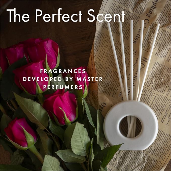 ScentAir Infused Liquidless Reeds | Includes 25 Flameless Reeds and 1 Decorative Vase, White | Essential Oil Aroma Diffuser Sticks | Fresh Spa Scents | Amazon Exclusive | Lush Bamboo