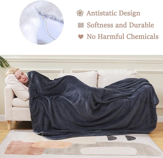 Soft Travel Size Blanket All Season Warm Fuzzy Microplush Lightweight Thermal Fleece Blankets for Couch Bed Sofa,Throw,50x61 Inches,Dark Gray