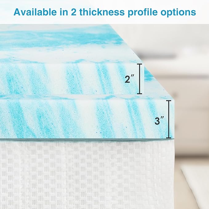 Mattress Topper, Twin XL Cooling Memory Foam Bed Toppers, 2 Inch Soft Mattress Pads for Sleeper Sofa, RV, Camper, CertiPUR-US Certified