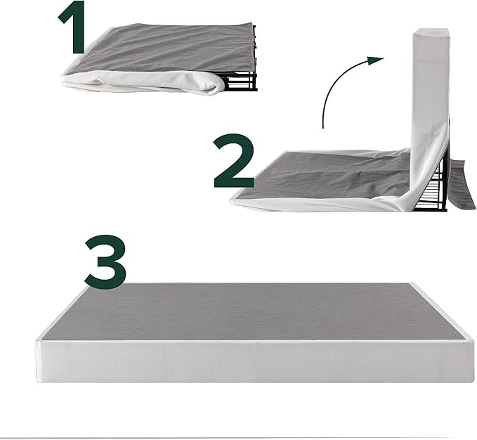 ZINUS 9 Inch Box Spring with Cover, No Assembly Mattress Foundation, Sturdy Metal Structure, Twin XL, White