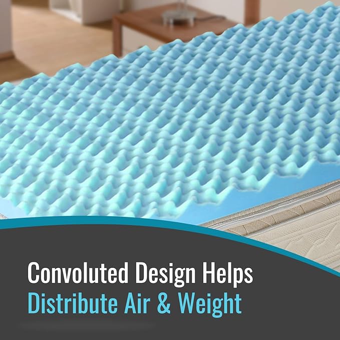 DMI Foam Mattress Topper, Egg Crate Foam Pad, Mattress Pad and Bed Topper for Support, Air Circulation, Pressure Relief and Weight Distribution, Full Size Mattress, 50 x 72 x 2, Blue