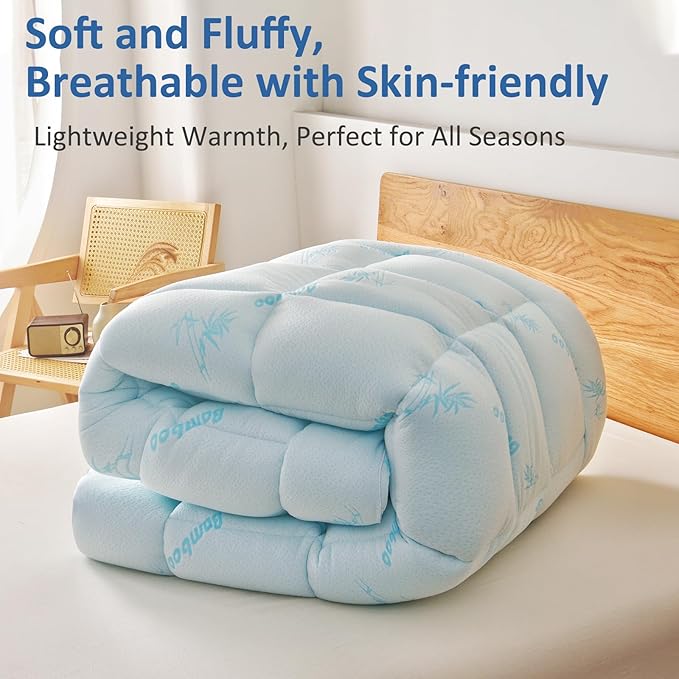 Favorland Mattress Topper Twin Size - Cooling Extra Thick Breathable Viscose Made from Bamboo Mattress pad - Soft Quilted Fitted Mattress Cover with 900 GSM Down Alternative Fill (8-21”Deep Pocket)