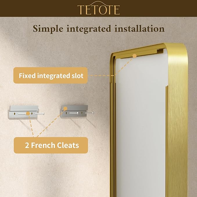 TETOTE 24 x 30 Gold Bathroom Mirror Brushed Gold Metal Framed Vanity Mirror, Tempered Glass, Wall Mounted for Bathroom, Entryway, Bedroom, Living Room(Horizontal/Vertical)