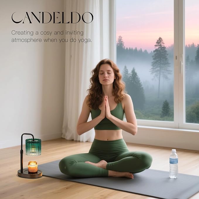 Candle Warmer Lamp with Timer: Emerald Green Candle Warming Lamp with 2 Bulbs Height Adjustable Wax Melt Dimmable Bedroom Decor Christmas Gift for Women