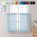 Chyhomenyc Sky Blue Sheer Curtains 36 inch Length 2 Panels, Light Filtering Voile Light Blue Short Window Curtians for Bathroom Living Room Farmhouse Small Windows, 42Wx36L inches