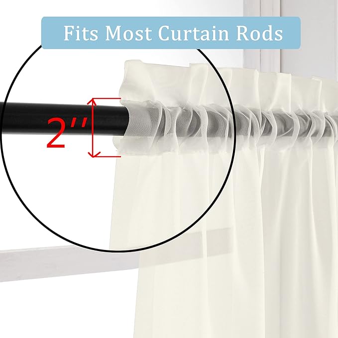 OWENIE Sheer Curtains 84 inch Length, Ivory Sheer Cutains 2 Panels Set for Bedroom/Living Room, Rod Pocket Voile Fimly Drapes, 2pcs, Each 42" W x 84" L