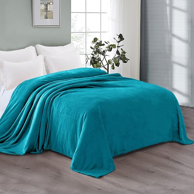 Exclusivo Mezcla Fleece Blanket King Size for Bed, Super Soft and Warm, All Season Use, Cozy, Plush, Lightweight, 90x104 Inches, Teal