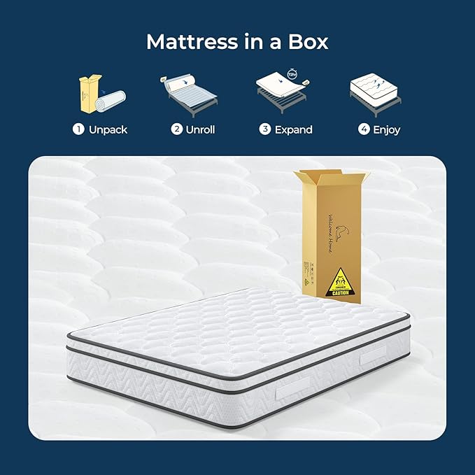 Vesgantti Twin Size Mattress 12 Inch, Fiberglass-Free | Cool Sleep Hybrid Single Mattress in a Box - Memory Foam & Pocket Springs, Ergonomic Design, Pressure Relief, Medium Firm Feel, 39"*75"*12"