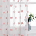 MYSKY HOME Large Pom Pom Curtains - 108 Inch Length, 2 Sets Semi Sheer Boho Curtains for Living Room, Dining Room, Baby Pink, Rod Pocket Backdrop Window Drapes, 37 x 108 inch