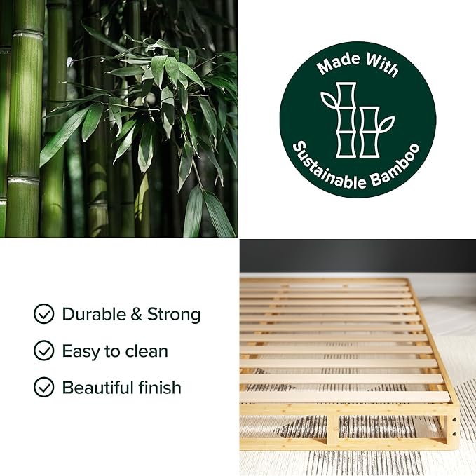 ZINUS Edgar 4 Inch Bamboo Box Spring, Mattress Foundation, Sturdy Bamboo Structure, Low Profile, Easy Assembly, Twin