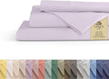 Linen Home 100% Cotton Percale Sheets Queen Size, Iris Lilac, Deep Pocket, 4 Pieces Set - 1 Flat, 1 Deep Pocket Fitted Sheet and 2 Pillowcases, Crisp Cool and Strong Bed Linen