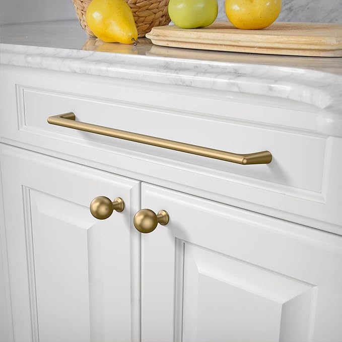 Amerdeco 10 Pack Champagne Bronze Cabinet Pulls 10 Inch(256MM) Hole Centers Kitchen Cabinet Handles Hardware Kitchen Handles for Cabinets Cupboard Handles Drawer Pulls ZH0041