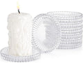 Glass Candle Holders, GOH DODD Set of 8 Crystal Pillar Plates Modern Coasters for Drinks, Centerpiece, Home Decor, Kitchen, Living Room, Patio, Wedding, Halloween, Christmas, Party, Clear